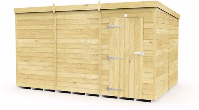 Buttercup Farm Brown Pent Shed with Single Door and No Window, L231 x W358 x H201 cm – 1