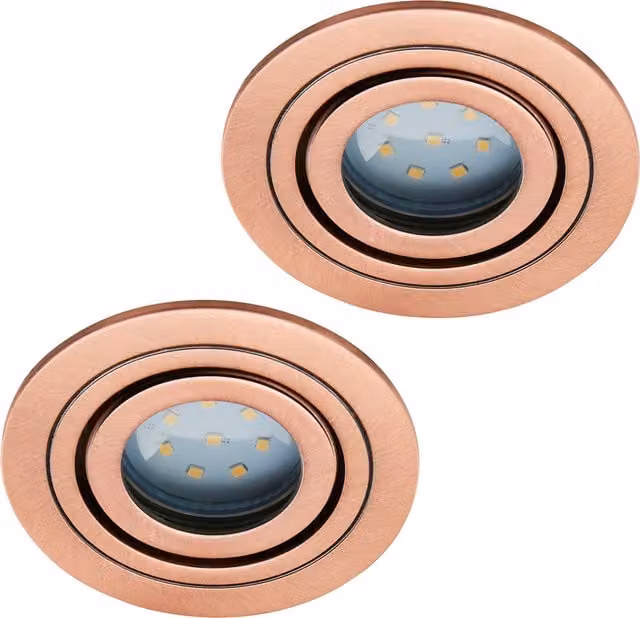 Litecraft 2 Pack of Adjustable Circular Recessed IP65 Downlights in Copper