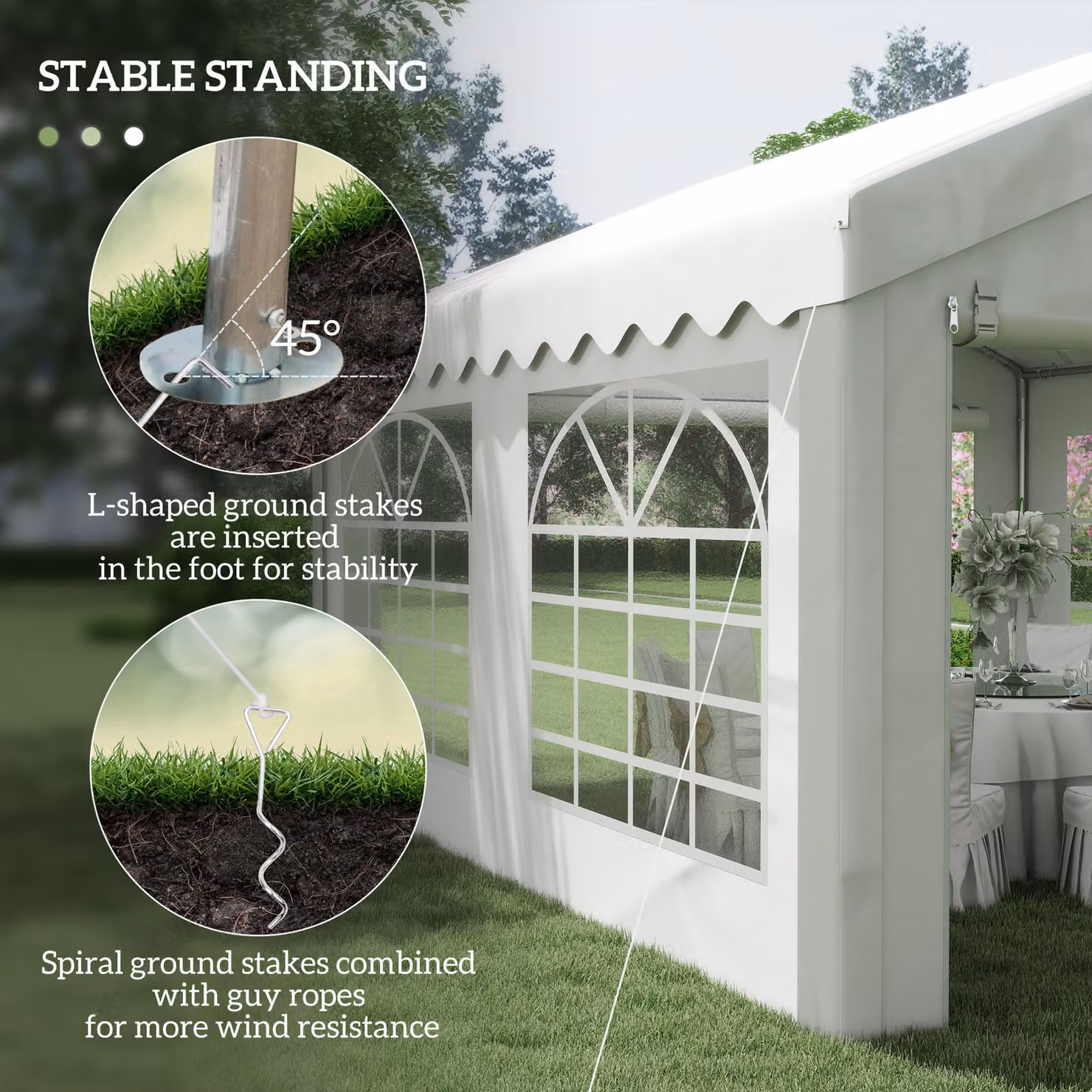 Outsunny White Heavy Duty Garden Party Tent with Removable Sidewalls and Double Doors, W 400 x D 400 x H 280 cm – 4