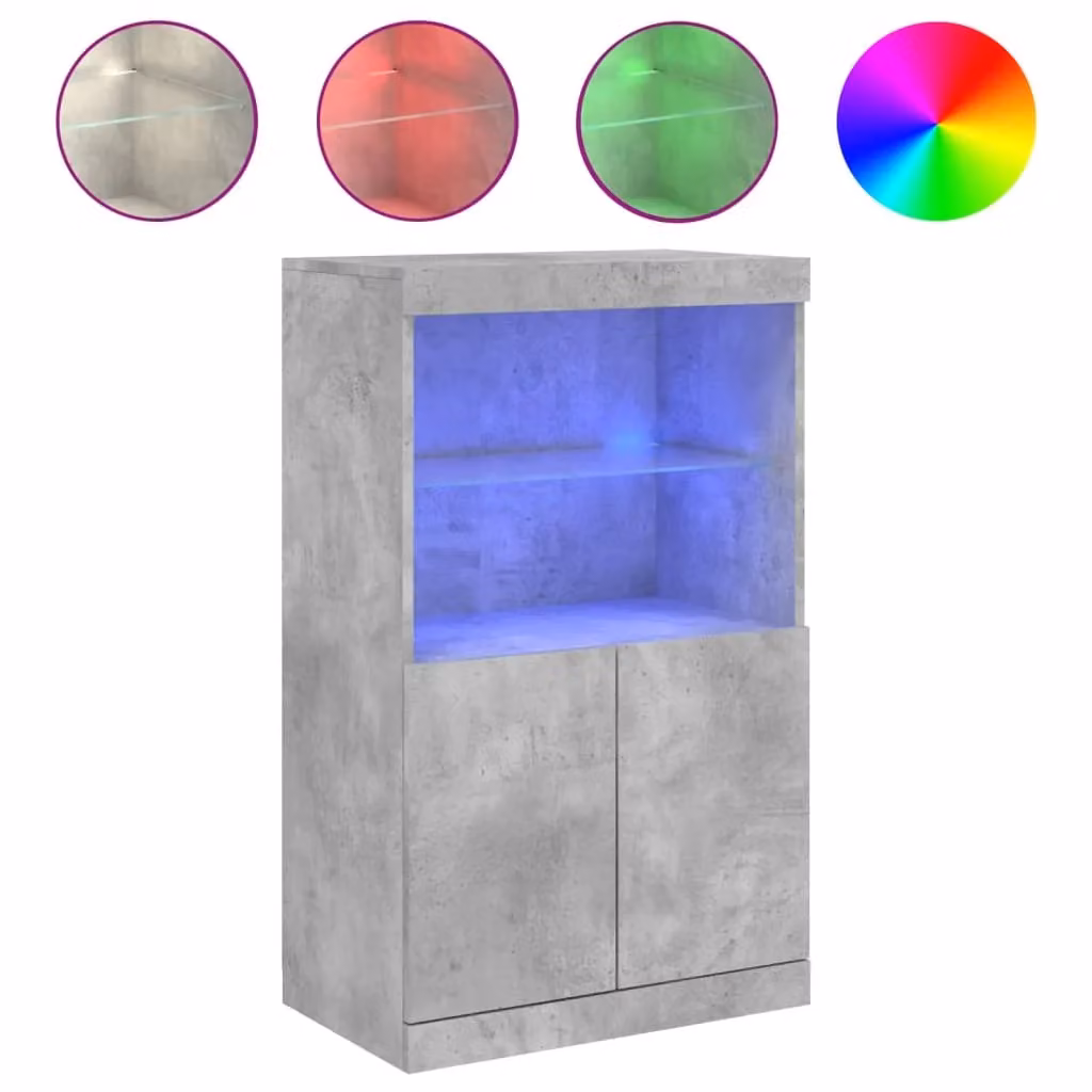 Berkfield Home Modern Sideboard with Integrated LED Lights in Concrete Grey, W: 60.5 cm, D: 37 cm, H: 100 cm – 2