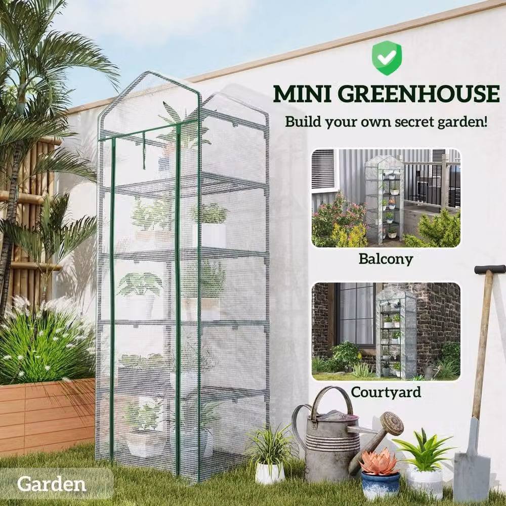 Kelvenix 5 Tier Mini Greenhouse Grow House with Roll Up Door, White – 3