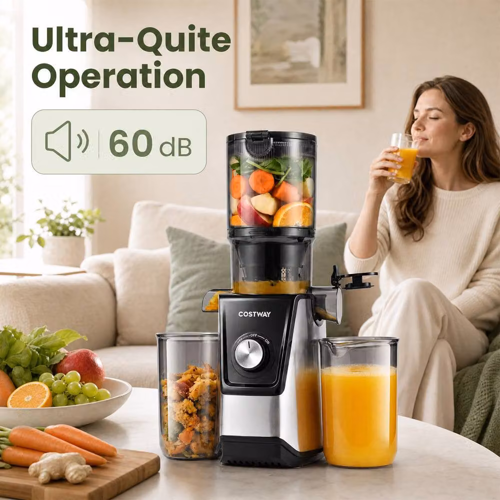 Costway Slow Juicer Machine with Dual Outlets in Black – 4