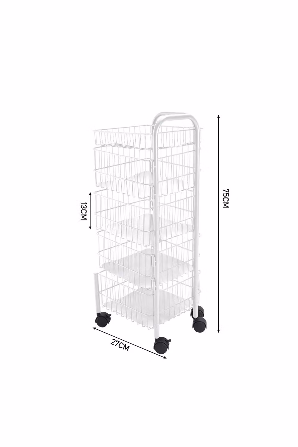 Living and Home 4-Layer Detachable Rotating Trolley Cart White Metal Kitchen Storage Organizer – 3