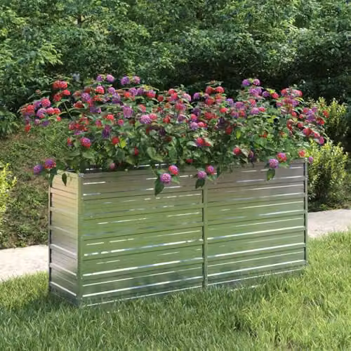 vidaXL Galvanised Steel Raised Garden Bed, Silver, W: 160 cm, D: 40 cm, H: 77 cm – 2