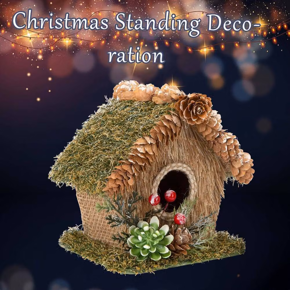 VFM e-Store Christmas Bird House Tabletop Decoration, Green, W: 15 cm, D: 16 cm – 3