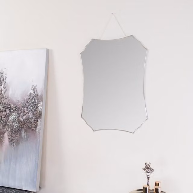 Melody Maison Art Deco Frameless Bevelled Wall Mirror in Clear Glass