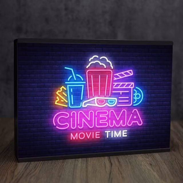 Echo Three Retro LED Rectangular Light Box Room Sign in Black