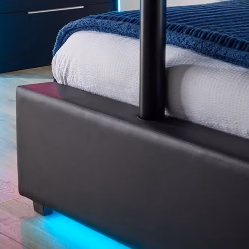 X Rocker AVA Upholstered Synthetic Leather TV Bed with Underbed LED Lighting and Storage in Black, Single 90 x 200 cm – 6
