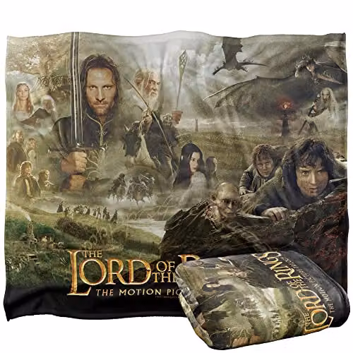 LOGOVISION Lord of the Rings Trilogy Poster Super Soft Fleece Throw Blanket, White, W: 152 cm, D: 127 cm – 1