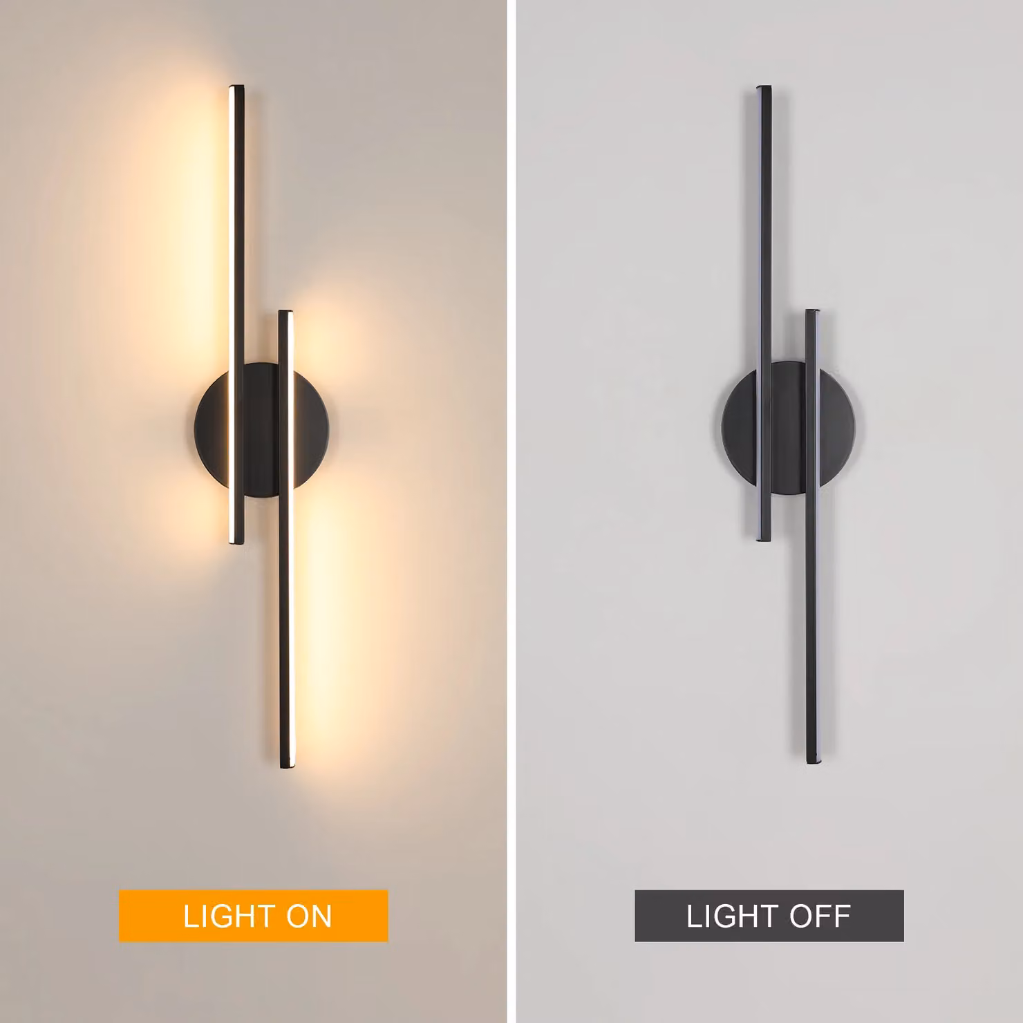 COMELY Modern 24W LED Up and Down Indoor Wall Light in Black with Warm White Acrylic and Metal Finish – 3