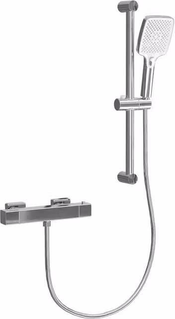 VOGREX Thermostatic Shower Mixer Set with 3 Spray Modes Handheld Shower Head and 150cm Hose in Silver – 1