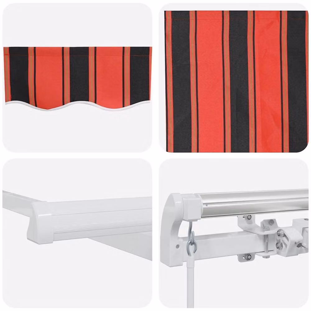 Berkfield Home Manual Retractable Folding Arm Awning in Red, Orange and Brown, W: 400 cm, D: 300 cm – 6