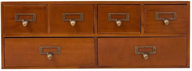 Kelvenix Desk Organiser with 6 Drawers Storage Box Cabinet in Brown