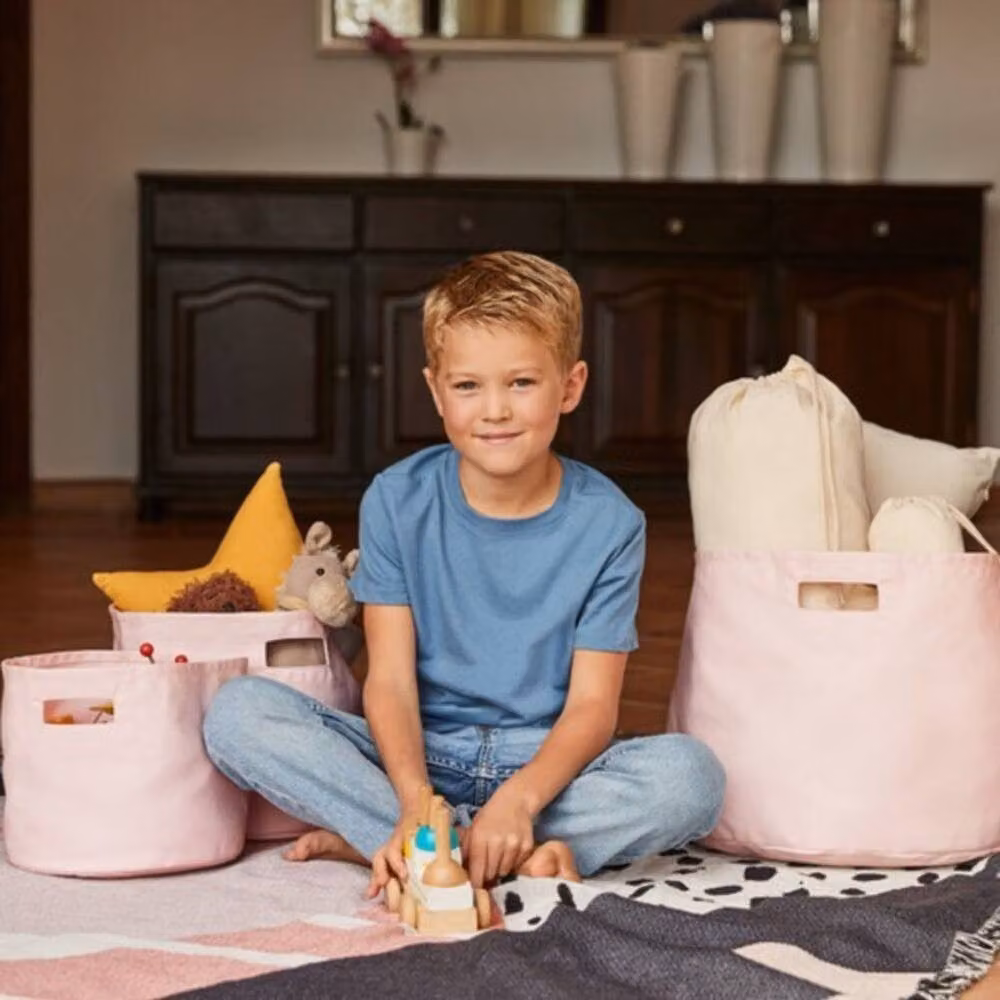Westford Mill Canvas Storage Basket with Handles in Pink – 2