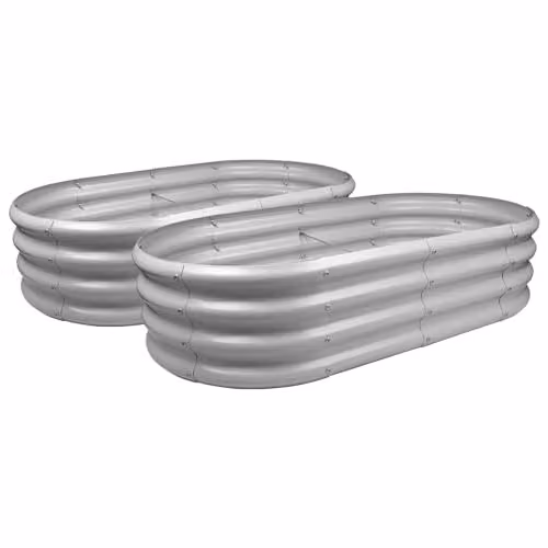 Harbour Housewares Pack of 2 Raised Galvanised Steel Garden Beds in Silver, W: 120 cm, D: 60 cm, H: 30 cm