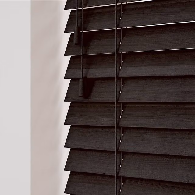 New Edge Blinds Wooden Venetian Blinds in Dark Brown Oak, Width: 120 cm