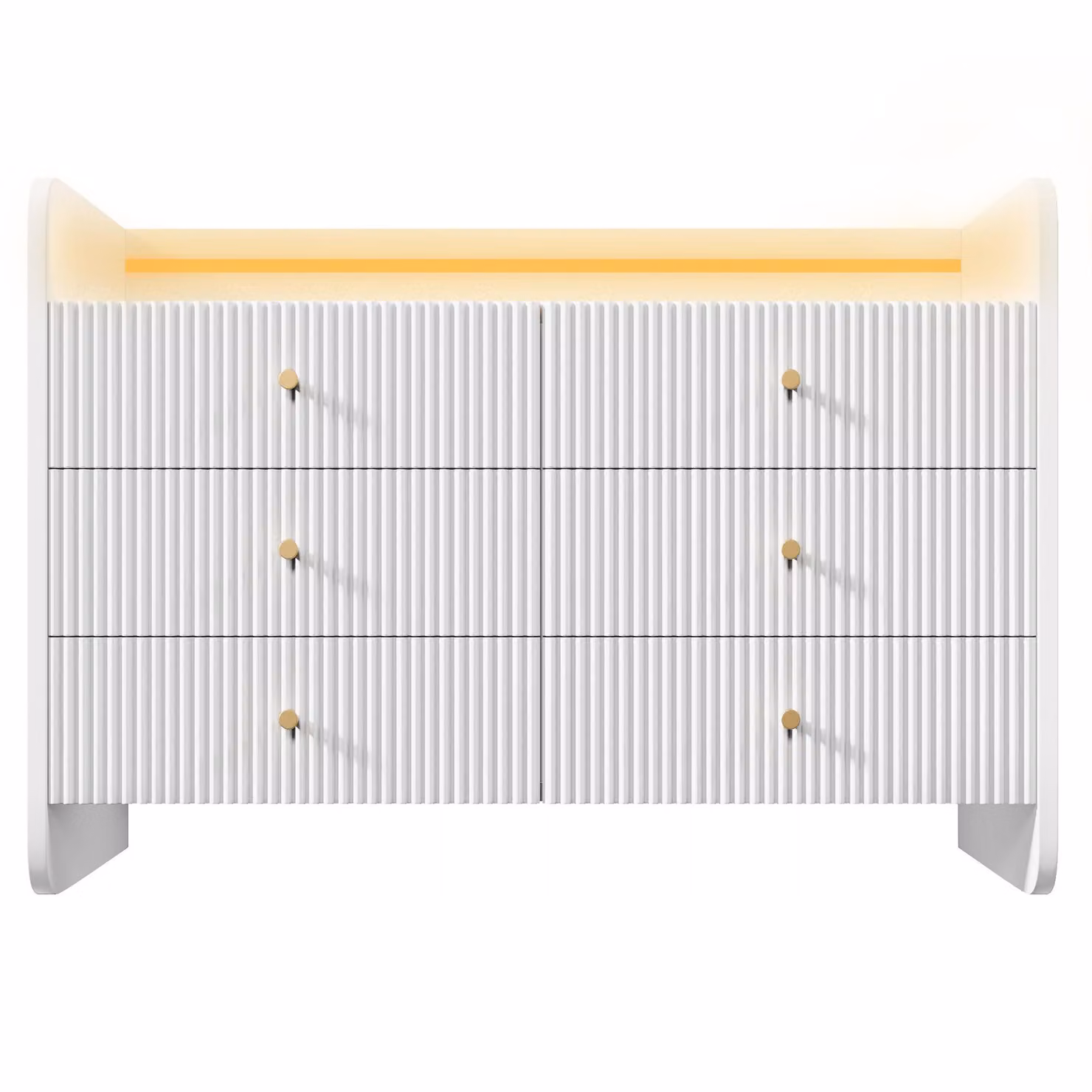 Aosom 6-Drawer Fluted Sideboard with RGB LED Lighting in White, W: 120 cm, D: 40 cm, H: 75 cm – 2