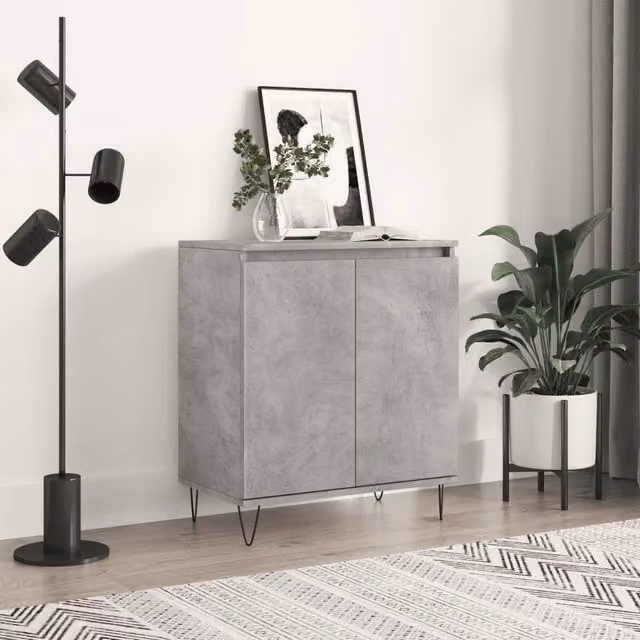 Berkfield Home Industrial Sideboard in Concrete Grey, W/D/H: 60 x 35 x 70 cm