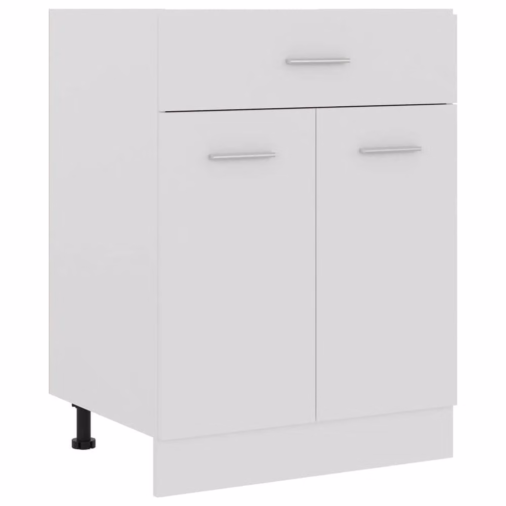 Berkfield Home White Modern Freestanding Kitchen Cabinet with Drawers, W/D/H: 60 x 46 x 81.5 cm