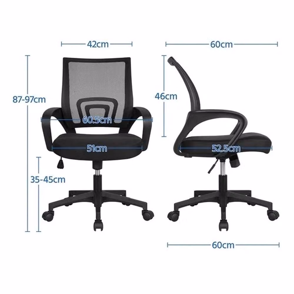 KORVIXA Black Fabric Swivel Home Office Task Chair with Armrests – 2