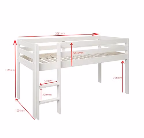 Noomi Nora Mid Sleeper Workstation Cabin in White – 2