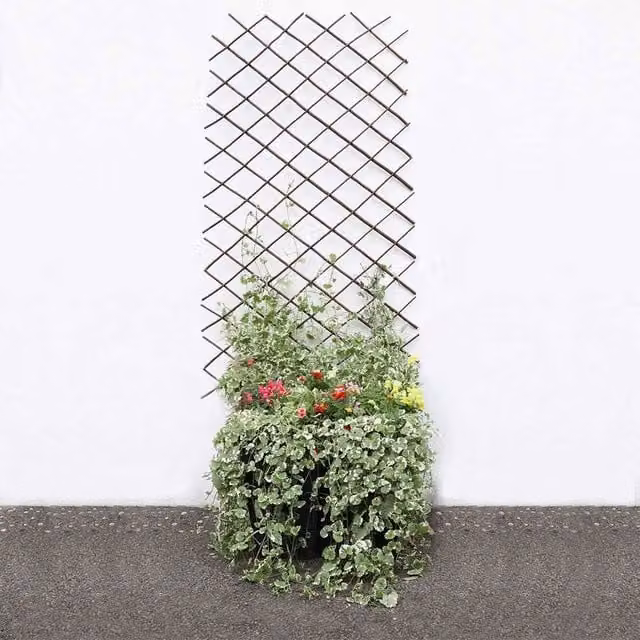Voltico Brown Woven Willow Garden Trellis, Wooden Expanding Plant Support, H: 182.88 cm, W: 60.96 cm