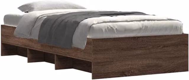 Berkfield Home Durable Single Bed Frame in Brown Oak, W/D/H: 90 x 190 cm – 1