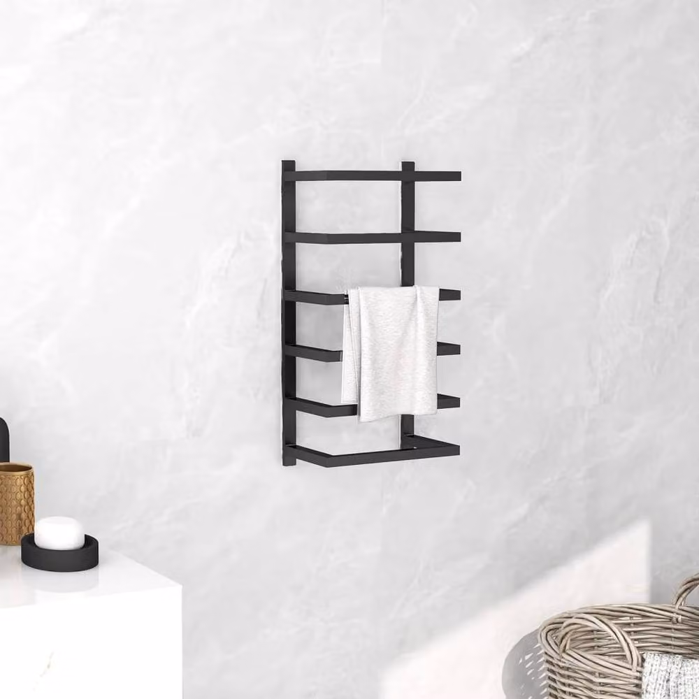 Berkfield Home Matt Black Metal Towel Rack, W: 24 cm, D: 12 cm, H: 48 cm – 2