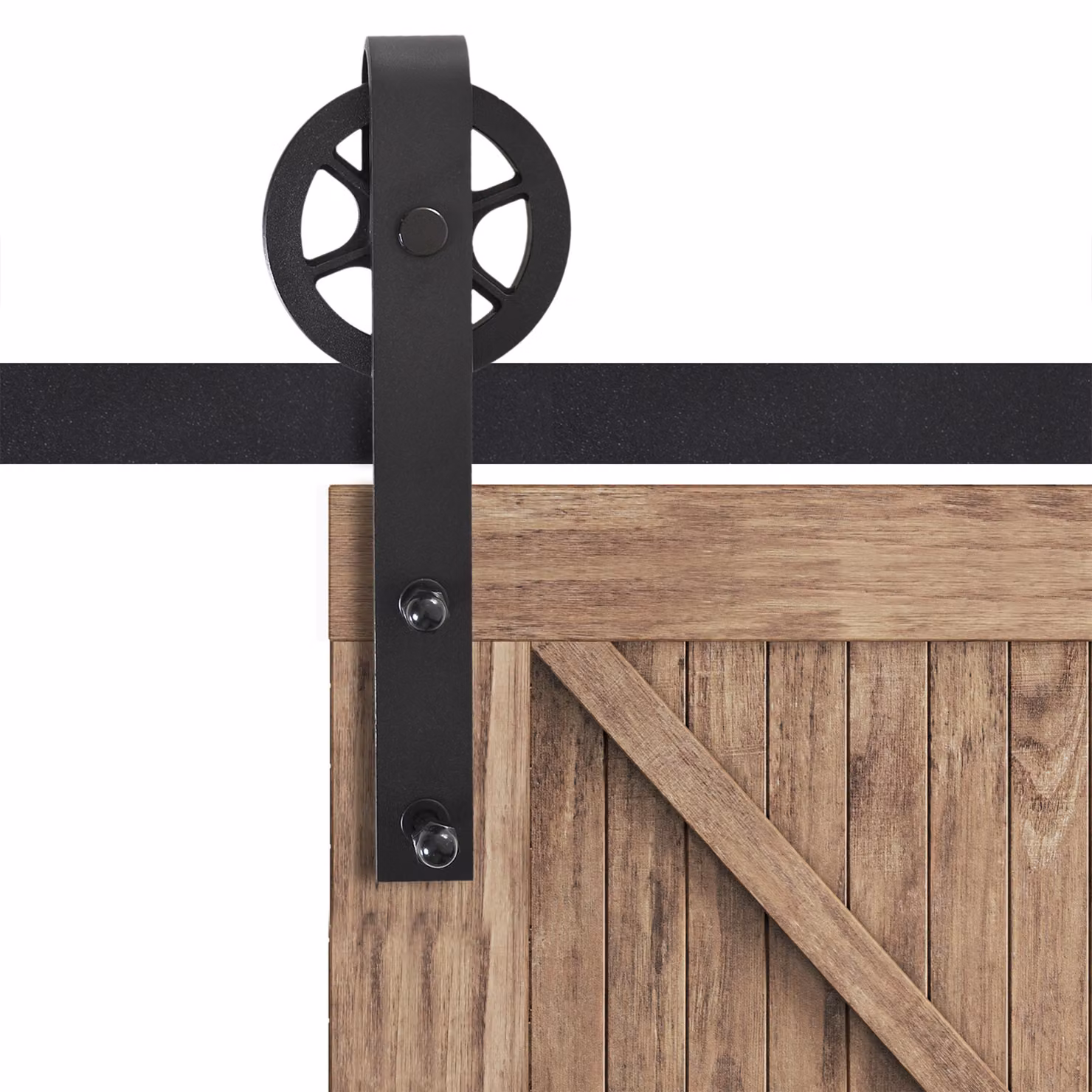 HOMCOM Black Carbon Steel Sliding Barn Door Hardware Kit with 2000mm Track System – 6