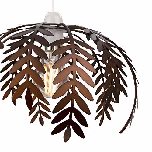 Happy Homewares Traditional Fern Leaf Easy Fit Ceiling Pendant Light Shade in Bronze Finish, Diameter: 28 cm – 2