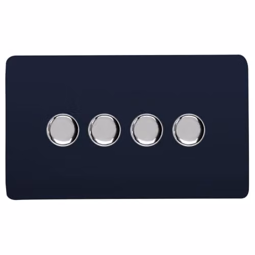 Trendi Switch 4 Gang 1 or 2 Way 150w Rotary LED Dimmer Light Switch in Navy Blue – 2