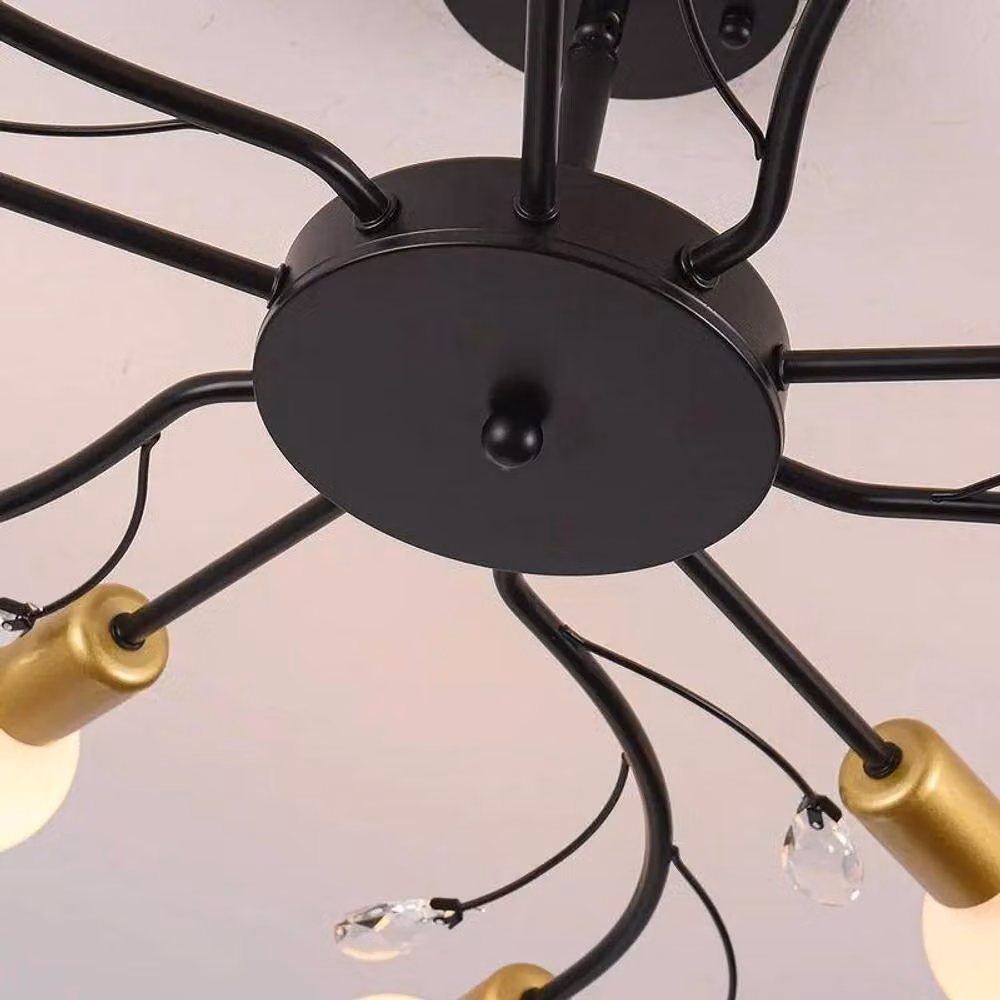 Garwarm 10-Light Modern Semi Flush Pendant Chandelier in Black with Crystal and Metal – 2