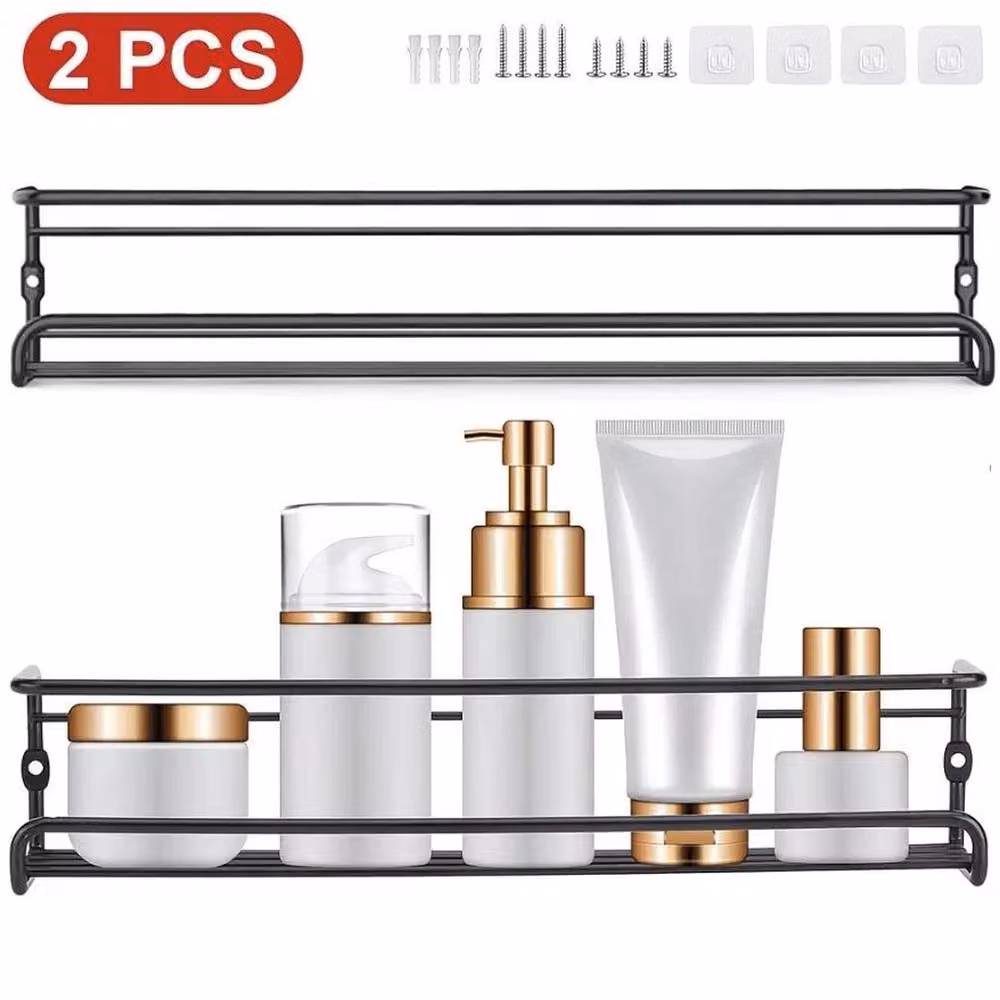 PAWNORA 2-Piece Black Metal Spice and Herb Jar Rack Holder for Kitchen Cupboard or Door Storage – 4