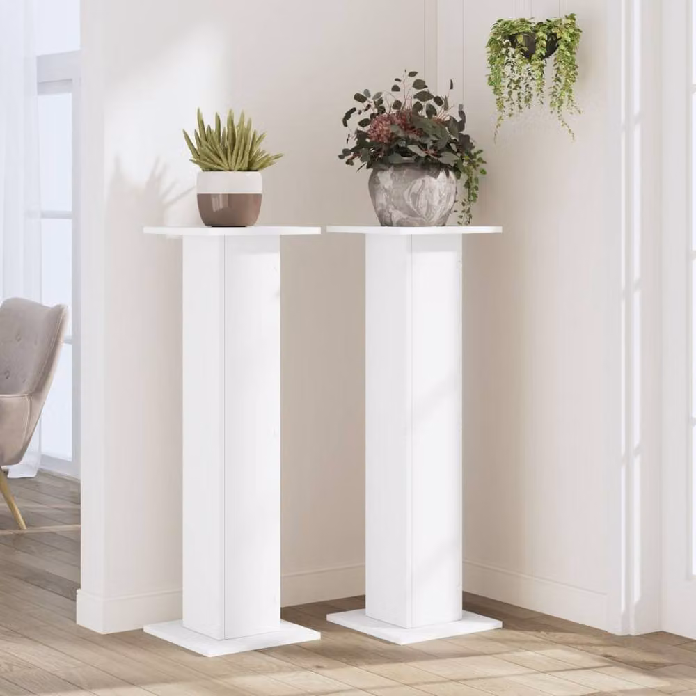 Berkfield Home Set of 2 White Plant Stands, Engineered Wood, W/D/H: 30 x 30 x 95 cm – 2