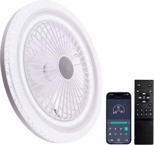 Kelvenix 6 Speed Large LED Ceiling Fan with Dimmable Lighting and Remote Control in White