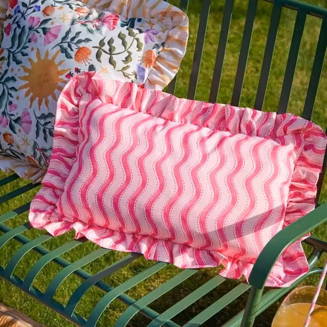 furn Summer Solstice Wiggly Stripe Outdoor Cushion in Pink, W/D/H: 50 x 30 x 30 cm