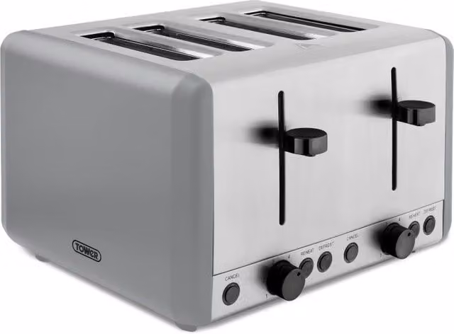 Tower Sera 4 Slice Toaster, 1800W, Stainless Steel with Cable Storage – 4