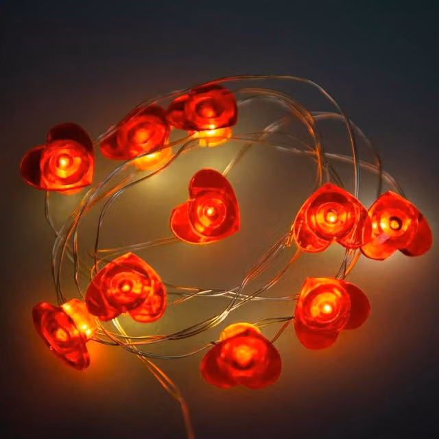 VFM e-Store Valentine's Day Red LED Heart String Lights with 10 Hearts, 120 cm