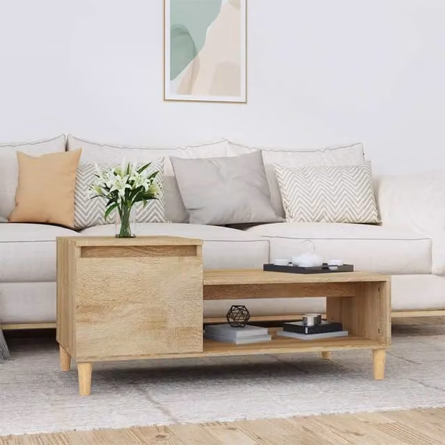 Berkfield Home Sonoma Oak Coffee Table in Brown, W/D/H: 100 x 50 x 45 cm