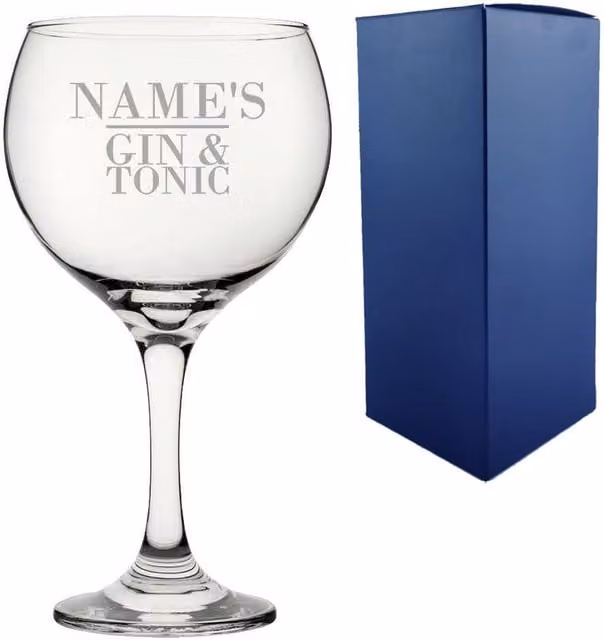 Uniqueful Personalised Engraved Gin and Tonic Balloon Cocktail Glass, Clear, 550ml – 1