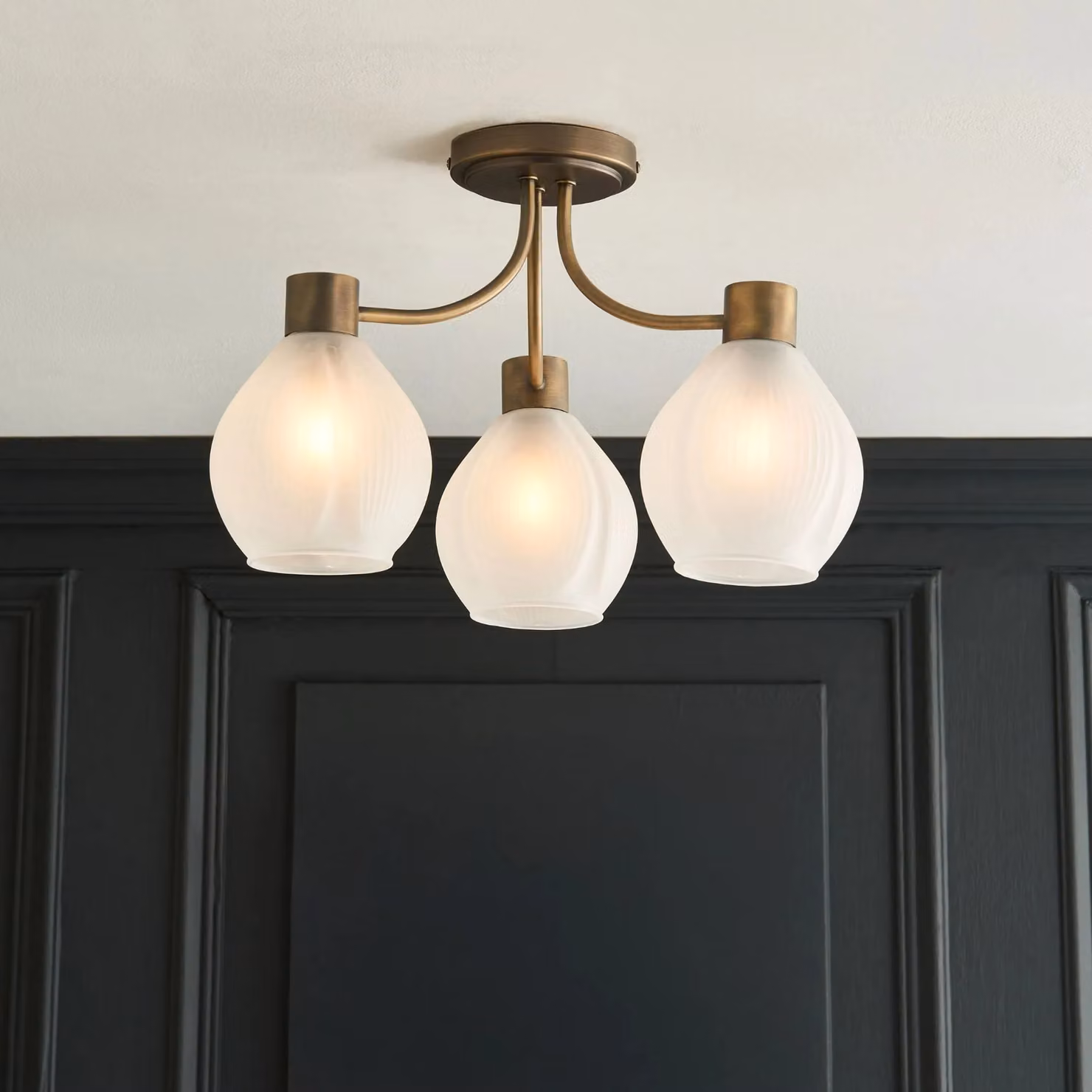 Pagazzi Hamilton 3 Light Semi Flush Ceiling Light in Gold and Antique Brass – 2