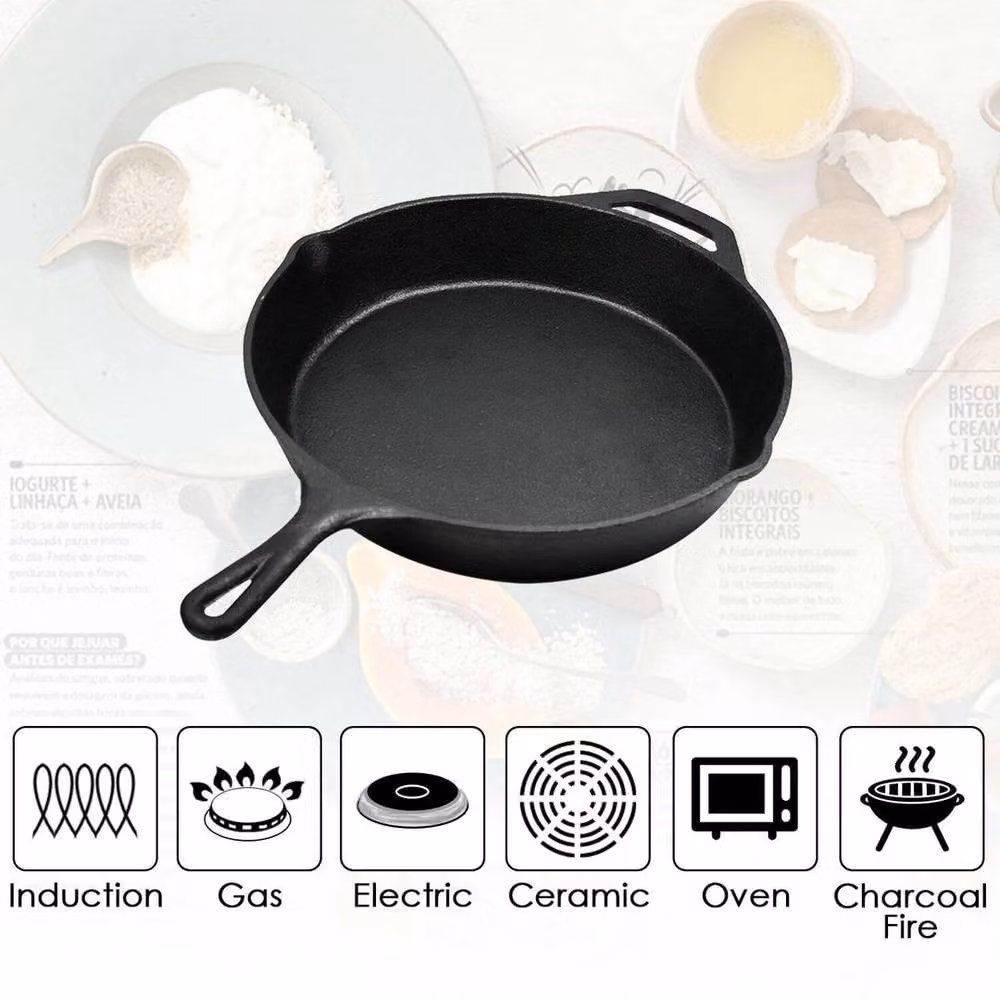 Kelvenix Non Stick Cast Iron Frying Pan, Black, Diameter: 30 cm – 3