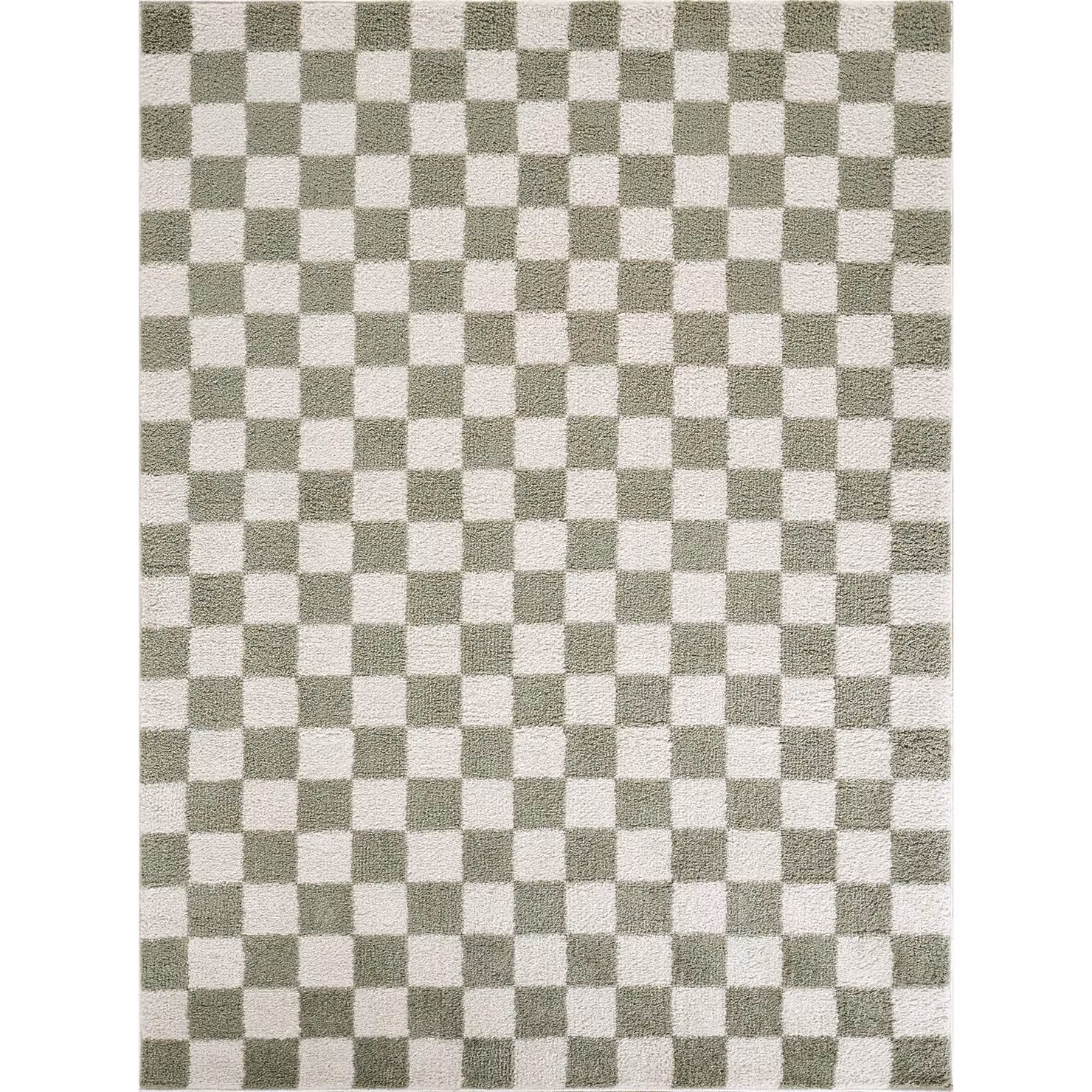 Livabliss Fossay Checkered Shag Washable Rug in Green, W: 120 cm, L: 170 cm – 2
