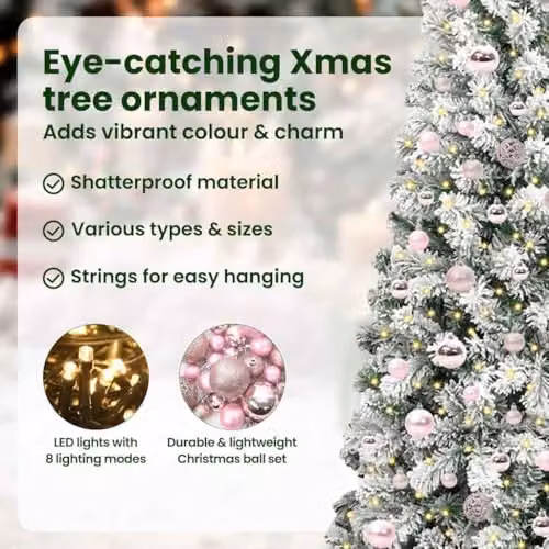vidaXL Artificial Hinged Christmas Tree in Green and White, Height: 210 cm – 6