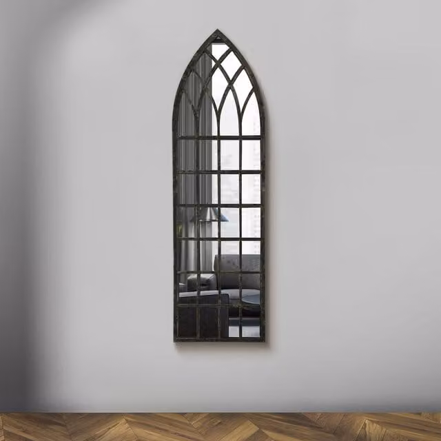 MirrorOutlet Antique Style Black Metal Wall Mirror