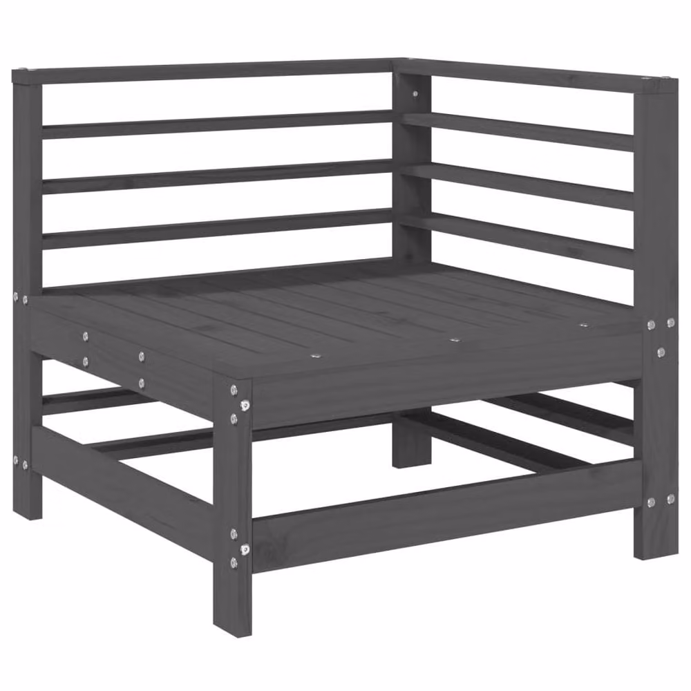 Berkfield Home Garden 2-Piece L-Shape Corner Sofa Set in Grey Solid Pine Wood – 2