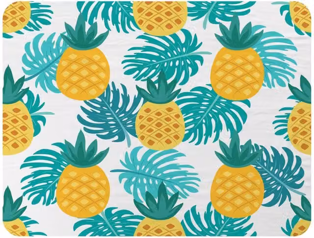 Benjamin Tate Design Floral Fleece Pineapples Blanket in Blue, Beige and Multicolour, W/D/H: 120 x 150 cm – 2