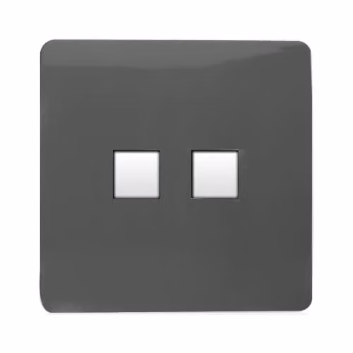 Trendi Switch 2 Gang RJ45 Cat 6 Ethernet and Telephone Secondary Flush Mounted Sockets in Charcoal Grey