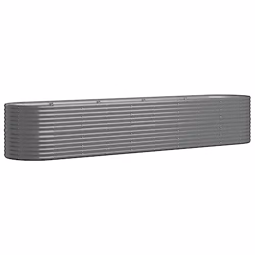 vidaXL Grey Galvanised Steel Garden Raised Bed W/D/H: 368 x 80 x 68 cm