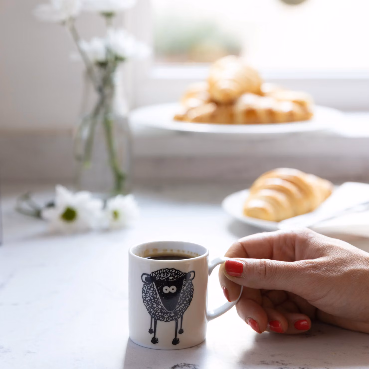 Kitchen Craft Set of 6 White Porcelain Espresso Cups, 80ml – 3